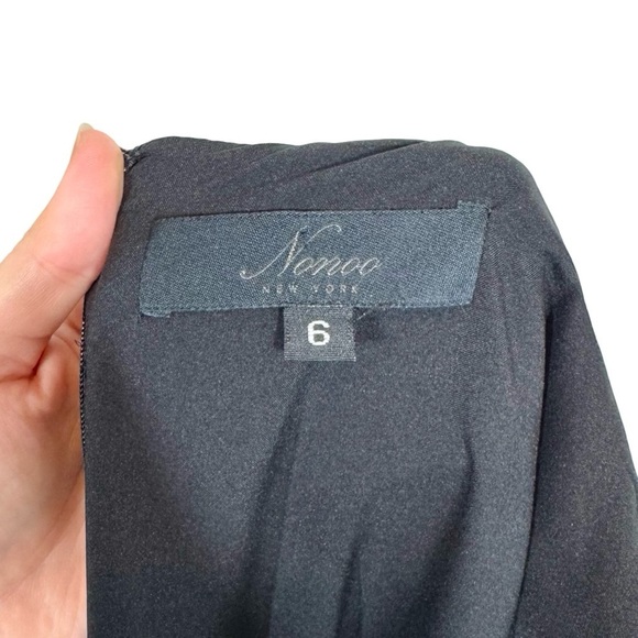 Misha Nonoo Sheer Silk Cutout Puff Sleeve Little Black Dress LBD - Picture 10 of 11